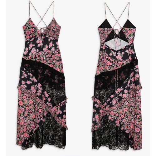 Maxi Vestido For Love and Lemons Rosalyn Negro Rosa Floral Talla XL cottagecore - Imagen 2 de 6
