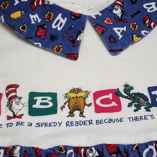 Girls Dr. Seuss Cat in the Hat Vintage 1994 Alphabet ABC Dress Size 6 - 7 - Picture 4 of 11