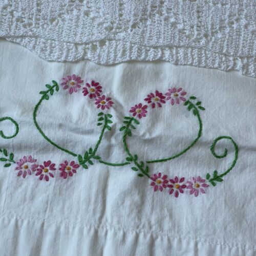 Vintage bestickt Kreuzstich Standard Kissenbezüge Liebe Blume Spitze 2er Set - Bild 2 von 7
