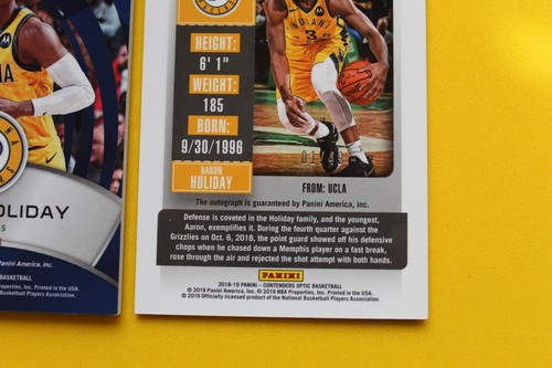 2018 5 ROOKIE CARDS/1 2ND YEAR AARON HOLIDAY ALL AUTOGRAPHED WITH TWO SERIAL # - Picture 10 of 10