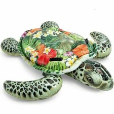 Intex Real Tropical Print Sea Turtle Beach Pool Swim Ride On Float Pool Kids Mat