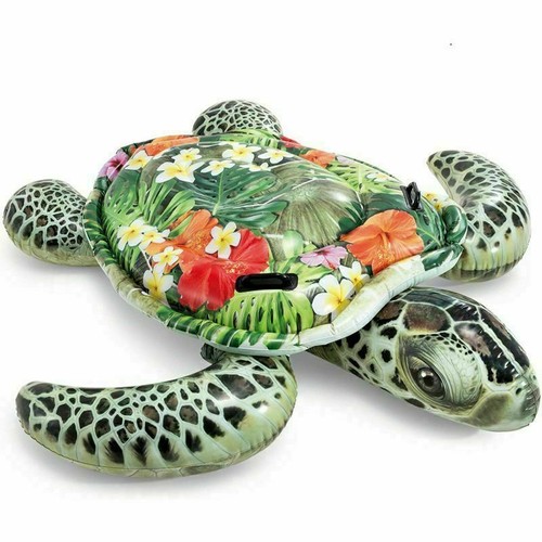 Intex Real Tropical Print Sea Turtle Beach Pool Swim Ride On Float Pool Kids Mat - Afbeelding 1 van 4
