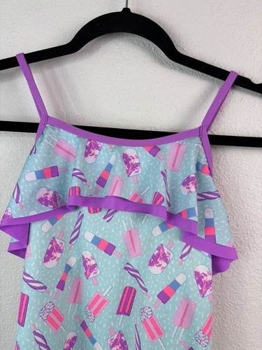 Lands' End girls 16 blue purple ice cream popsicle one piece swim suit - Picture 2 of 5