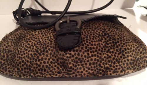 Henry Beguelin ANTHEA Black Leather Tan Pony Hair Cross Body Messenger Bag #1959 - Picture 8 of 12