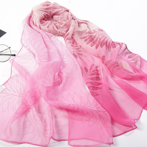 2pcs Women Gradient Flower Wrap Lady Shawl Stole Silk Chiffon Scarf Soft - Picture 8 of 40
