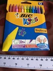 BIC Kids Colouring Crayons ~ Pack of 12 Vivid Colours ~ Clean Hands 30m+ **NEW**