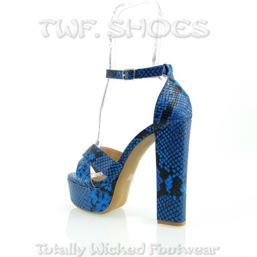 Blue snake print shoes Clearance