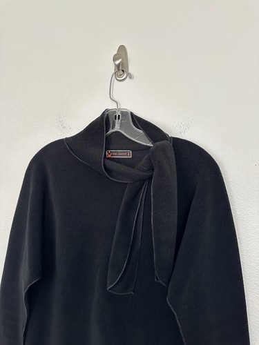 Cop.Copine Neck Tie Mock Neck Sweater Fleece Embroidered Black Y2k Womens Medium - Bild 2 von 9