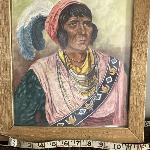 James L Vlasaty Framed Native American Art Vintage Frame and Art ￼ 15“ x 12“￼ - Picture 12 of 13