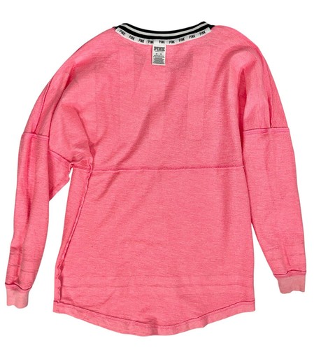 VICTORIA’S SECRET PINK VTG DOG LONG SLEEVE SHIRT LARGE LOGO PREPPY OVERSIZED XS - Picture 5 of 10