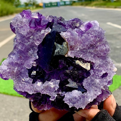 375G Rare transparent purple cubic fluorite mineral crystal sample/China - Picture 14 of 22