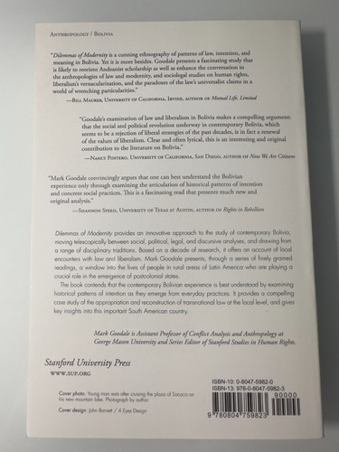 Dilemmas of Modernity by Mark Goodale Paperback Nonfiction Anthropology Bolivia - Picture 2 of 5
