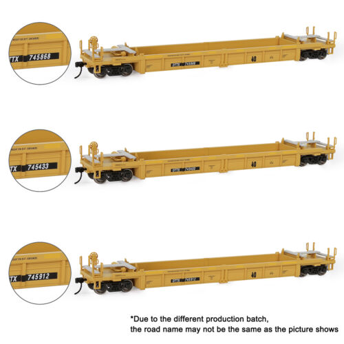 Evemodel Train 3 Units HO Scale 1:87 40' Well Car 40ft Painted Trailer TTX C8749 - Picture 27 of 29