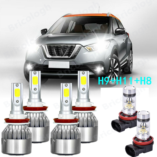 For Nissan Kicks 2018-2019 Combo H9 H11 LED Headlight & H8 Fog Light White Bulbs - Bild 1 von 12
