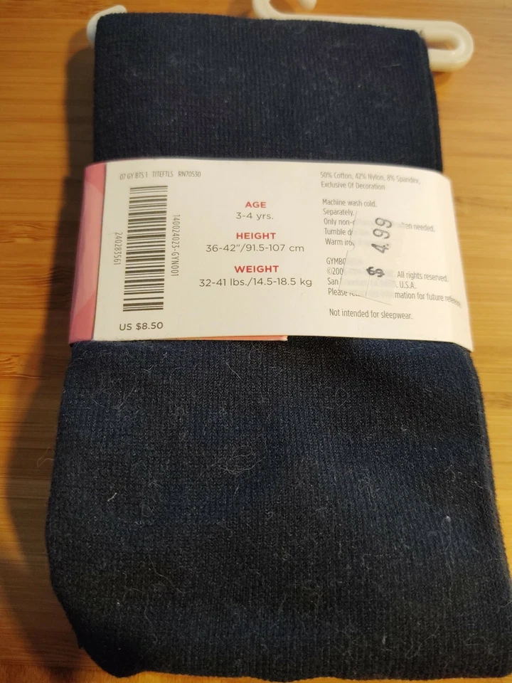 NUEVO CON ETIQUETAS Gymboree Puño de Encaje Apretado Sólido Sin Pies Talla 3-4 Años Azul Marino Nuevo en Paquete Foto 2 de 2