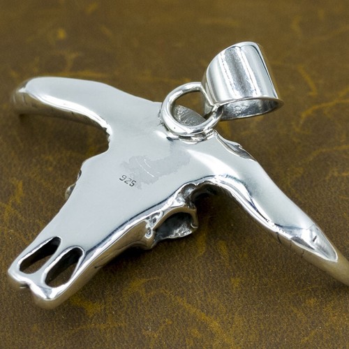 31g großer Carabao Bulle Schädel Skelett Biker Original 925 Sterlingsilber Anhänger - Bild 10 von 12