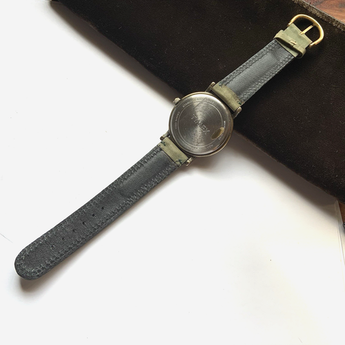 Timex Mens 40mm Indiglo Watch White Round Dial Green Leather Strap Brass Case - Picture 7 of 16