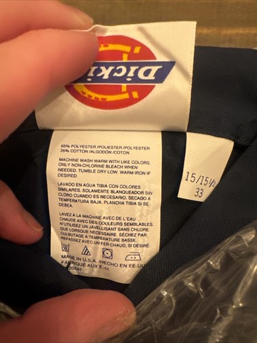 Vintage 1994 *Dickies* Dark Blue Med. Long Sleeve 75th Anniversary Work Shirt. - Picture 4 of 10