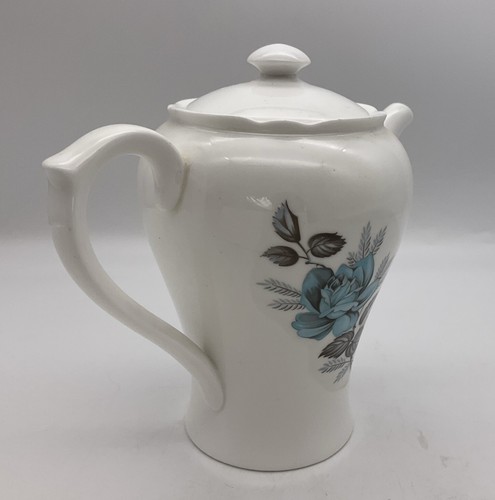 Vintage Shelley Fine Bone China Demitasse Tea / Coffee Pot, Blue Cabbage Rose - 第 2/5 張圖片