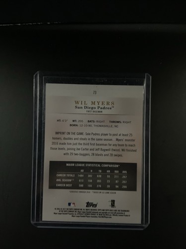 2017 Topps Gold Label Blue #73 Wil Myers /99 San Diego Padres - 第 2/2 張圖片