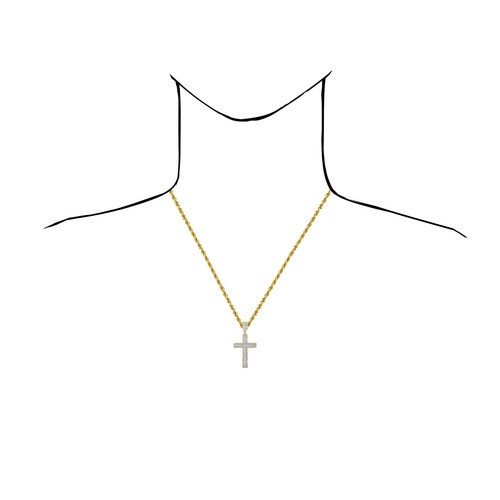0.73CTW Real Diamond 10K Real Gold Two-Tone Cross Pendant 1.77" - Picture 3 of 5