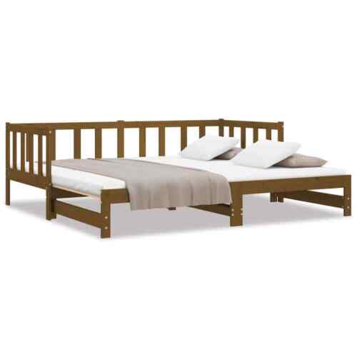 vidaXL Pull-out Day Bed without Mattress Honey Brown 2x(90x190) cm BMG - Picture 2 of 10