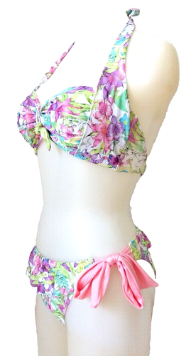 Nuevo bikini con tiras florales Riberce hecho en Japón para mujer talla japonesa 9M - Imagen 1 de 16