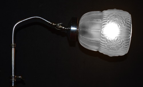 Early 1930 art deco lamp swan neck design chrome plate, Bakelite & Opaline shade - Picture 15 of 18