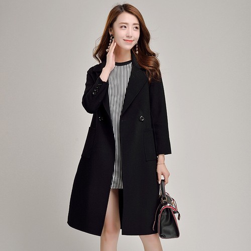2023 Women's Coats Double Sided Cashmere Jackets Wool Warm Trench Coat Slim Fit - Bild 2 von 15