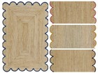 Jute Scallop  Rug Rectangle Shape Hand Braided Area Rug for Living Room Hallway