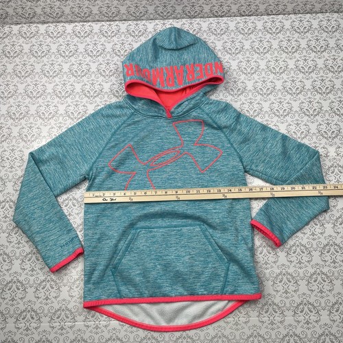 Under Armour Orange/Turquoise Athletic Hoodie Sweatshirt Cold Gear Youth M - Picture 6 of 12