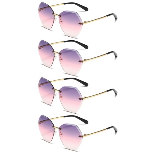 4PK Oversized Rimless Sunglasses for Women Ladies Driving Outdoor Sports UV 400 - Bild 6 von 12