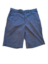 Nike Golf Tour Performance Plaid Shorts Mens Size 32 Medium - Dri-Fit Black Gray