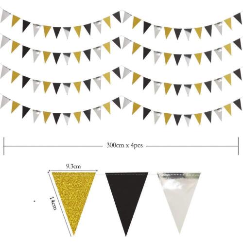 Gold Black Silver Vingage Triangle Flag Banner for Graduation Party Decoratio... - Picture 3 of 6