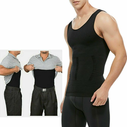 Men's Fashion Compression T-Shirt Body Shaper Crew Neck Muscle Workout Tank Top - Picture 9 of 39