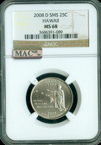 2008 D HAWAII QUARTER NGC MS68 SMS PQ 2ND FINEST REGISTRY RARE MAC SPOTLESS * - Picture 1 of 4