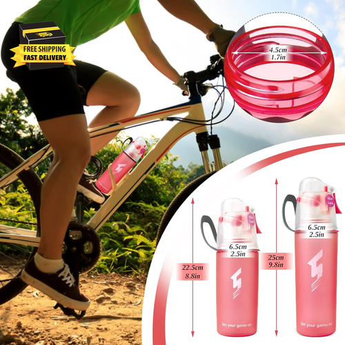 Drinking and Misting Sports Water Bottle, Non-Toxic BPA Free, Fast Water Flow Op - Picture 8 of 8