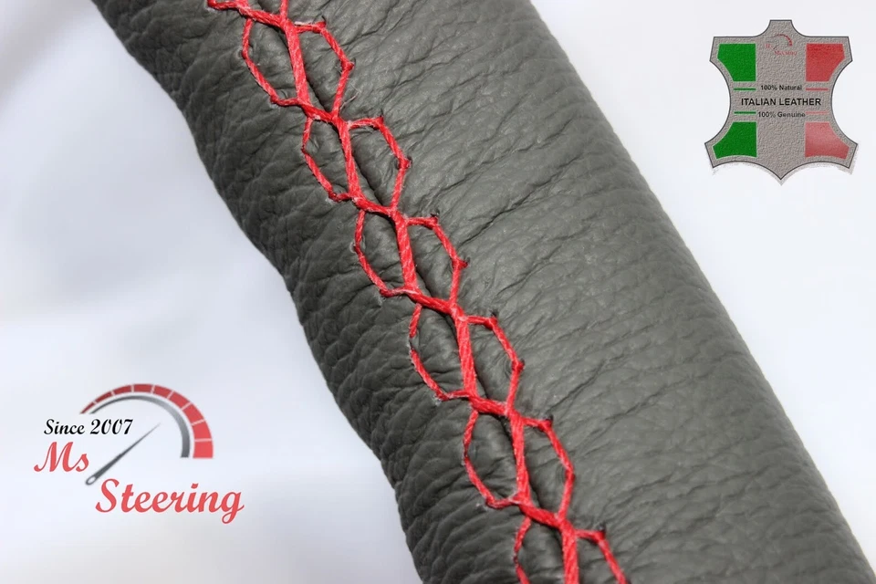 FUR SUZUKI X-90 96-98 GRAU LEDER-LENKRADABDECKUNG, ROT STIT — 第 4/4 张图片