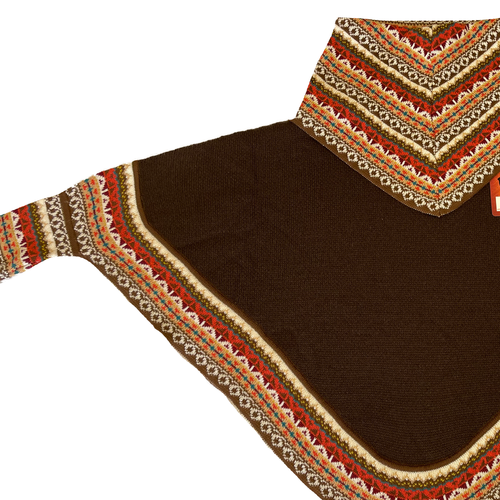 PONCHO ABRIGO CAPA MARRÓN MUJER ALPACA ANDINA HECHO A MANO M - Imagen 4 de 7
