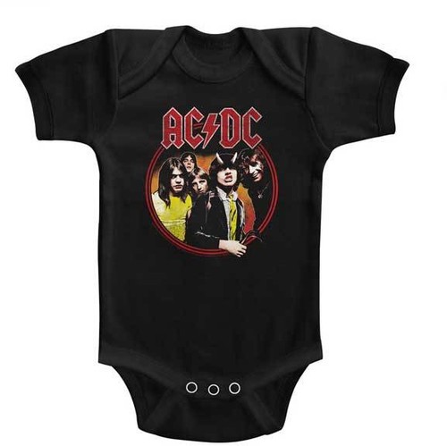 Mono AC/DC Highway To Hell Circle foto bebé Onezies 6-24 meses metal pesado  - Imagen 1 de 5