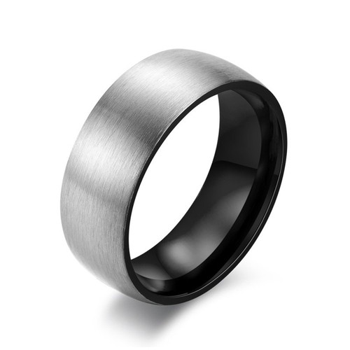 Anillo de acero titanio cepillado plateado con correa de chapado negro/dorado/azul de 8 mm talla 7-12 - Imagen 11 de 12