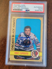 1972-73 OPC SIGNED CARD TONY ESPOSITO CHICAGO BLACKHAWKS CANADIENS PSA DNA # 137