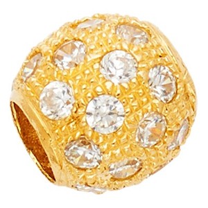 Bead Charm Pendant CZ Solid 14k Yellow Gold Ring For Chain Style Fancy x mm