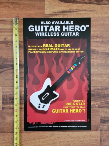 Letrero de exhibición de tienda de videojuegos Guitar Hero 2005 12x20 Sony PlayStation PS2 - Imagen 2 de 3