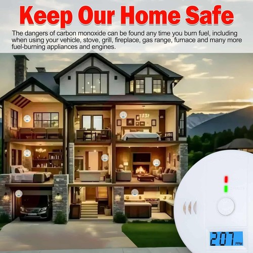 1Pack Carbon Monoxide Alarm 10 Year Life LED Display CO2 Sensor Battery Powered - Picture 8 of 9