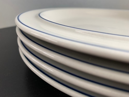 Arabia Finland Saimaa White w. Blue Trim Dinner Plate 10" Vintage 1980s Set of 4 - Picture 20 of 21