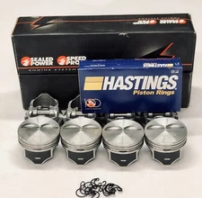 Chevy 383 stroker Flat Top Hypereutectic Coated Pistons Set of (8) w/moly rings.