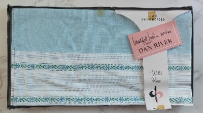 Vintage Dan River Blue Muslin Pillowcases NIP Wild Rose 42x36 Made In USA A13