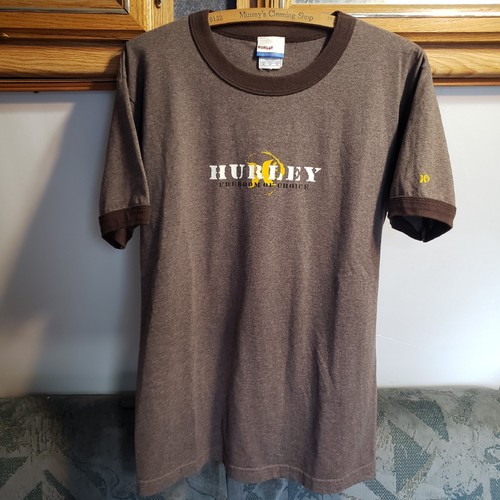 Vintage 90s Hurley Freedom Of Choice T-Shirt Size M Logo Brown Skate Grunge Y2K