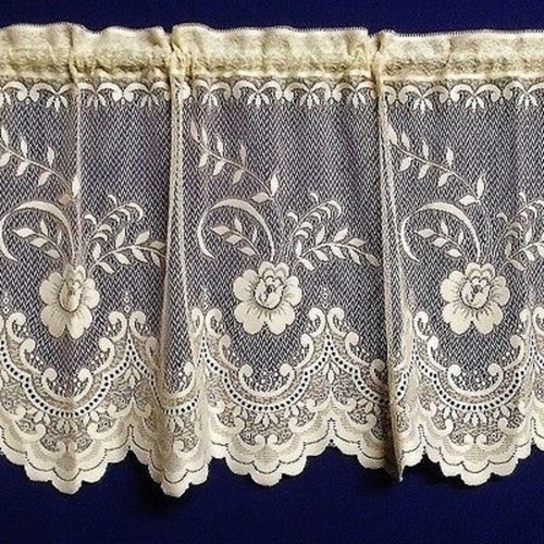 Heritage Lace Ivory Floriade Window Valance 60" x 18" Bedroom Dining Room - Picture 2 of 4